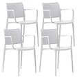 OVIALA - Lot de 4 chaises de terrasse en plastique blanc - Riga - vignette