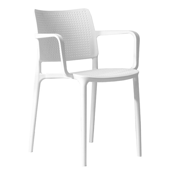 OVIALA - Lot de 4 chaises de terrasse en plastique blanc - Riga - large