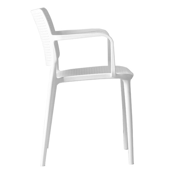 OVIALA - Lot de 4 chaises de terrasse en plastique blanc - Riga - large
