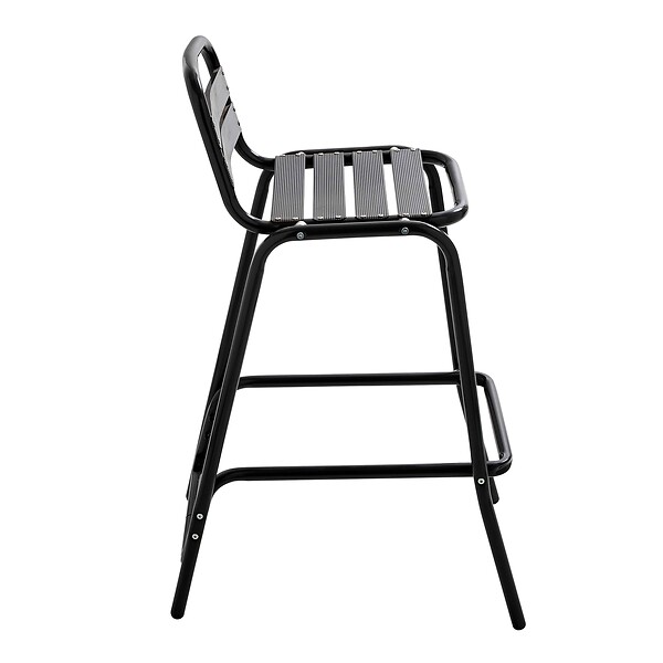OVIALA - Tabouret haut en aluminium anodisé noir - Soho - large