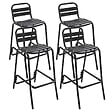 OVIALA - Lot de 4 chaises haute en aluminium noir - Soho - vignette