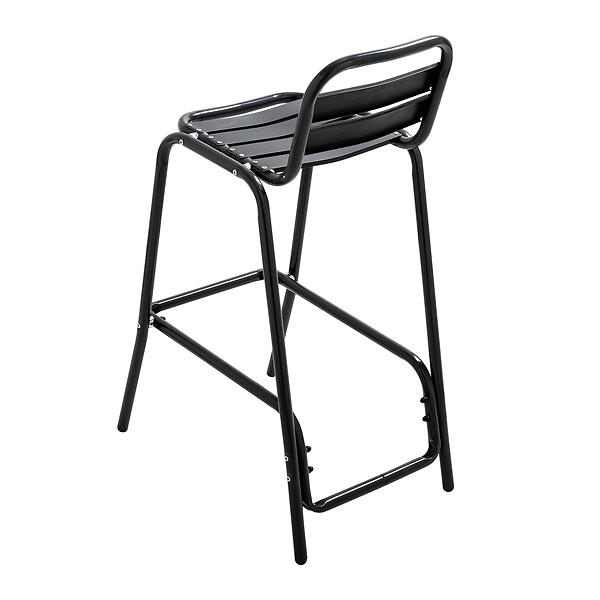 OVIALA - Lot de 4 chaises haute en aluminium noir - Soho - large