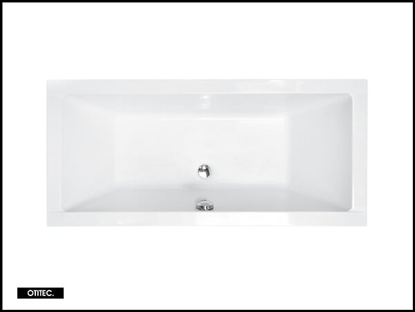 OTITEC - Baignoire Droite sans Tablier - 190 x 90 cm - QUADRO SANS TABLIER - REPOSE-TÊTE OFFERT - large