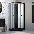 AURLANE - Cabine de douche 1/4 de cercle 85x85x200 cm - Portes coulissantes - Receveur Noir Mat - vignette