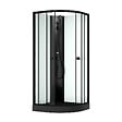 AURLANE - Cabine de douche 1/4 de cercle 85x85x200 cm - Portes coulissantes - Receveur Noir Mat - vignette