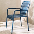 OVIALA - Chaise de terrasse avec accoudoirs en aluminium bleu foncé - Faro - vignette