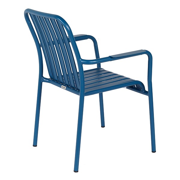 OVIALA - Chaise de terrasse avec accoudoirs en aluminium bleu foncé - Faro - large