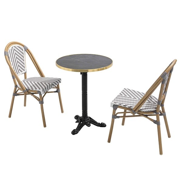 OVIALA - Ensemble table de terrasse marbre noir et 2 chaises - Montmartre - large