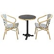 OVIALA - Ensemble table de terrasse marbre noir et 2 chaises bleu - Montmartre - vignette