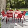 OVIALA - Ensemble table de jardin et 8 chaises en métal rouge - Palavas - vignette