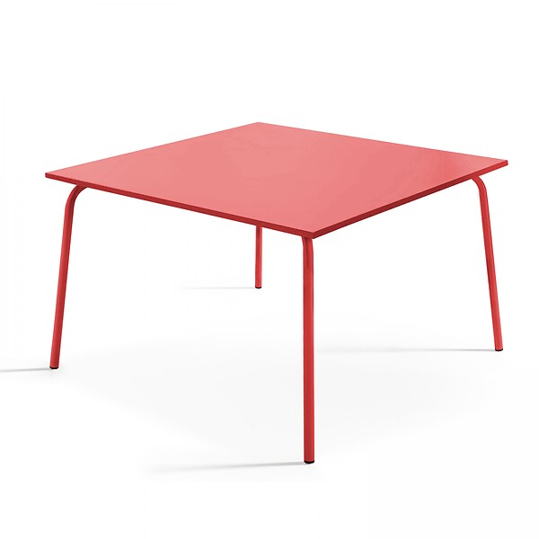OVIALA - Ensemble table de jardin et 8 chaises en métal rouge - Palavas - large