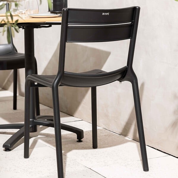 OVIALA - Chaise noire de terrasse en plastique - Paname - large