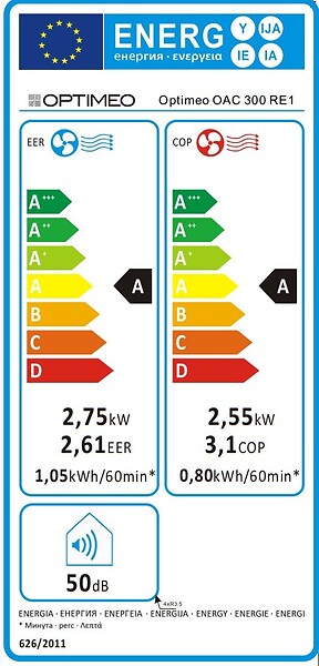 OPTIMEO - OAC-300-RE1 Climatiseur Monobloc Fixe Réversible 2750W - large