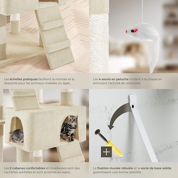 TECTAKE - Arbre à chat BARNEY 170 cm beige - large