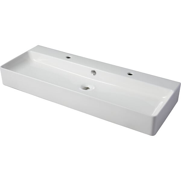 GODART - Vasque à poser ou à suspendre double robinet grande taille 110 x 42 cm - Regus - large