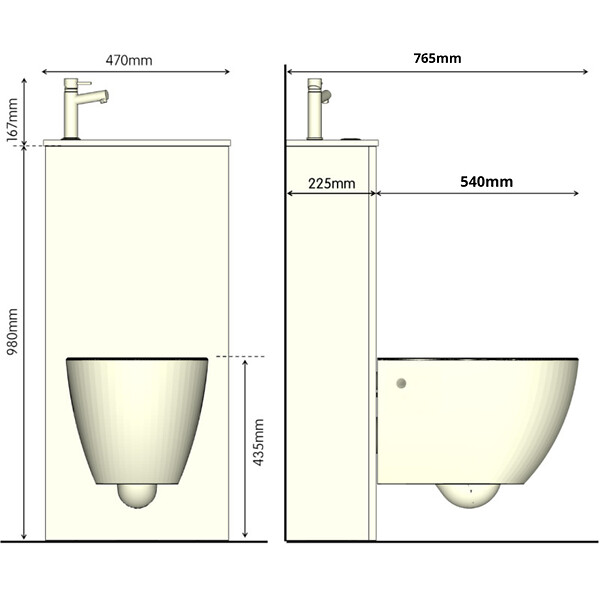 GODART - Pack WC suspendu avec lave-mains intégré + cuvette sans bride blanc mat fixations invisibles cyrus - large