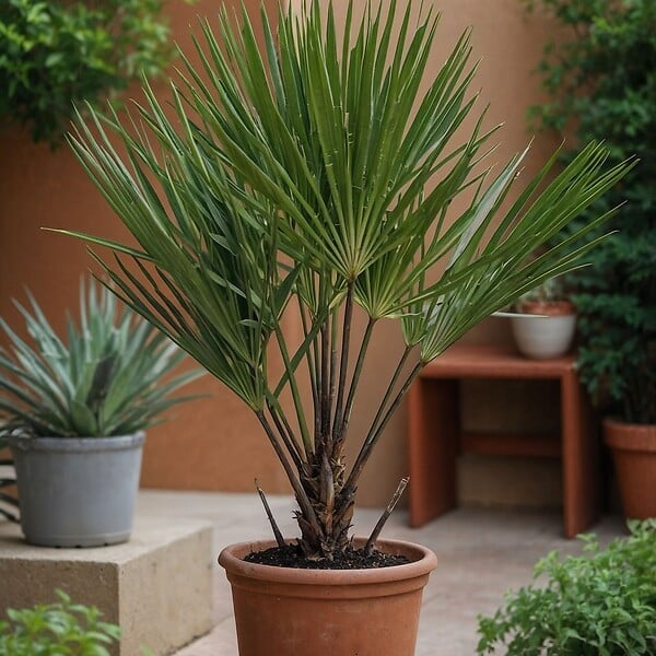 PLANT IN A BOX - Palmier nain - Set de 2 - Chamaerops humilis - Hauteur 50-60cm - ⌀15cm - large