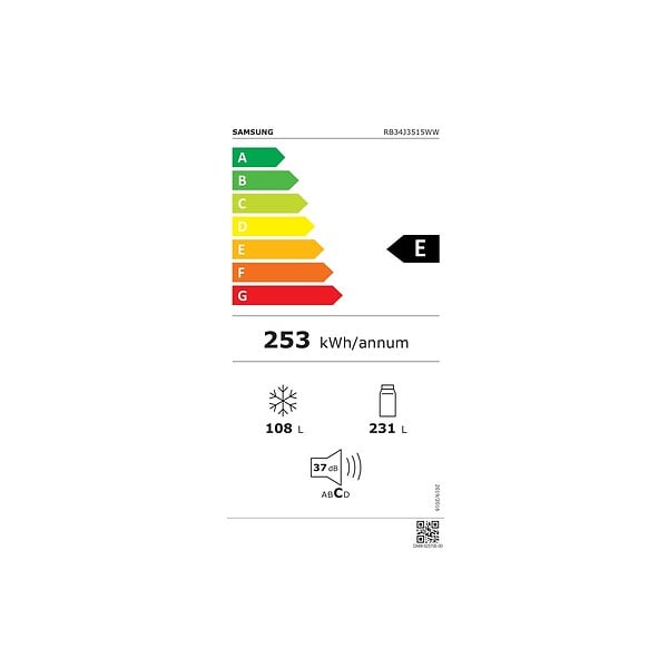 SAMSUNG - réfrigérateur combiné 60cm 339l ventilé blanc - RB34J3515WW - large