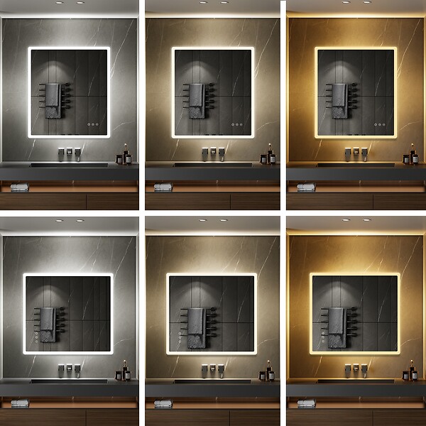 SANIVERRE - BOLEO Miroir LED lumineux 90x100 cm anti-buée, intensité 2100 lumens & couleur réglables salle de bain - large