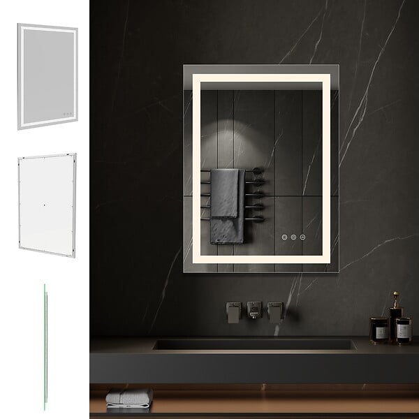 SANIVERRE - CIMEO Miroir lumineux LED 70 x 90 cm anti-buée + intensité 2100 lms & couleur réglables salle de bain - large