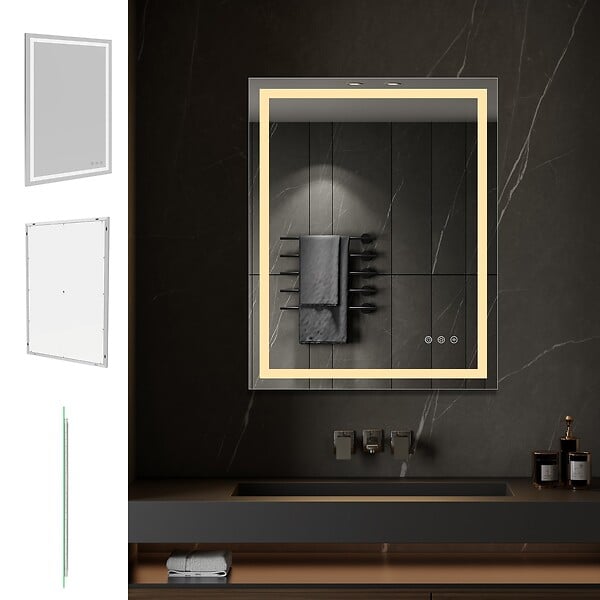 SANIVERRE - CIMEO Miroir lumineux LED 80 x 100 cm anti-buée + intensité 2100 lms & couleur réglables salle de bain - large
