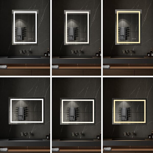SANIVERRE - CIMEO Miroir lumineux LED 80 x 100 cm anti-buée + intensité 2100 lms & couleur réglables salle de bain - large