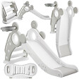 TECTAKE - Toboggan pliable JOY pour enfants avec panier de basket gris - vignette