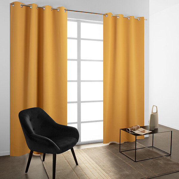 MODE DE VIE - Rideaux occultant Noa - Polyester - Ocre - 260g/m2 - 140x240cm - large