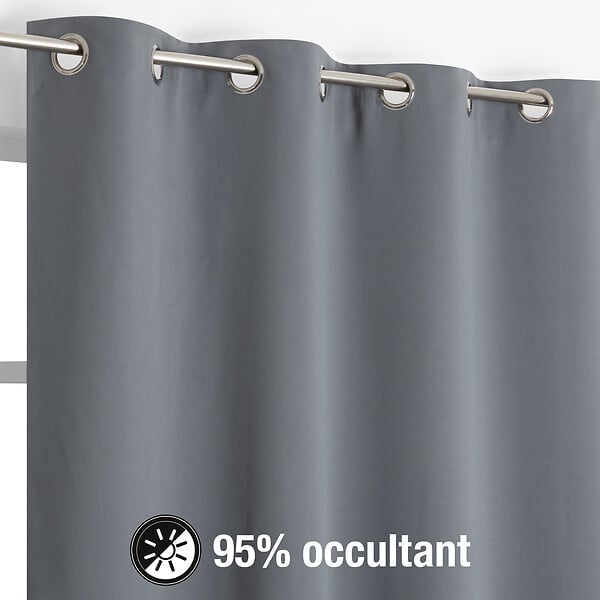 MODE DE VIE - Rideaux occultant Noa - Polyester - Anthracite - 260g/m2 - 140x240cm - large