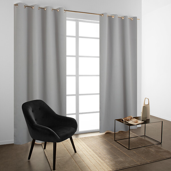 MODE DE VIE - Rideaux occultant Noa - Polyester - Gris clair - 260g/m2 - 140x240cm - large