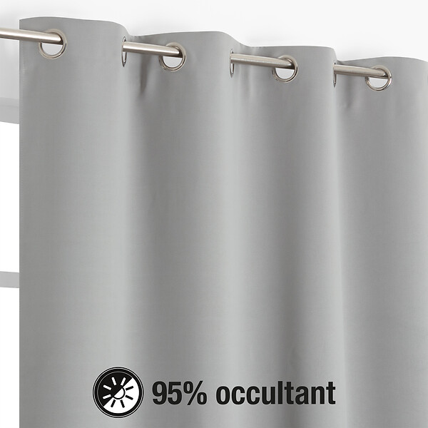 MODE DE VIE - Rideaux occultant Noa - Polyester - Gris clair - 260g/m2 - 140x240cm - large