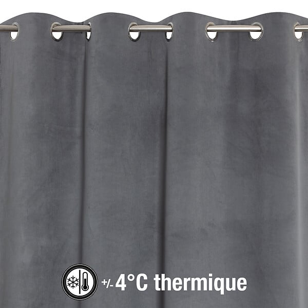 MODE DE VIE - Rideaux thermique Rafael - Polyester - Anthracite - 320gms - 140x240cm - large