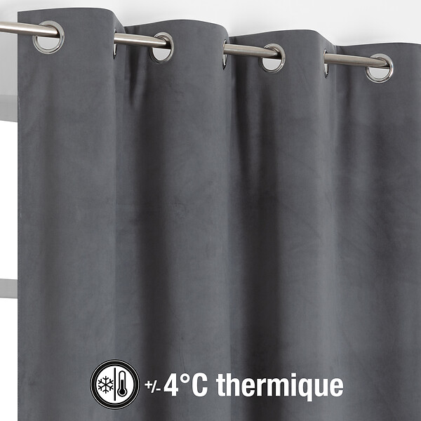 MODE DE VIE - Rideaux thermique Rafael - Polyester - Anthracite - 320gms - 140x240cm - large