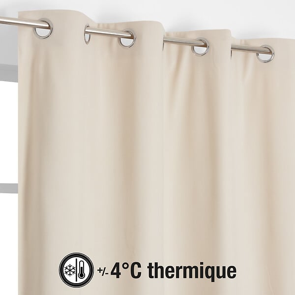 MODE DE VIE - Rideaux thermique Rafael - Polyester - Ecru - 320gms - 140x240cm - large