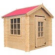 TIMBELA - Timbela M570R-1 Maison en bois pour enfants - Toit rouge - 111x113xH121cm / 0.9 m2 SANS PLANCHER - vignette