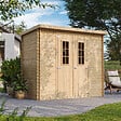 TIMBELA - Abri de jardin en bois - Stockage extérieur l239xL142xH200cm/2.63 m2 - Petit abri à outils, Local à vélos - TIMBELA M310 C - vignette