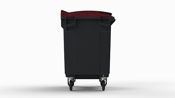 SULO - Bac poubelle roulant SULO de 660 litres cuve grise couvercle bordeaux - large