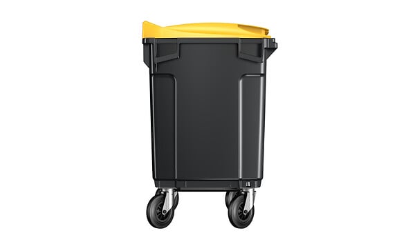 SULO - Bac poubelle roulant SULO de 660 litres cuve grise couvercle jaune - large