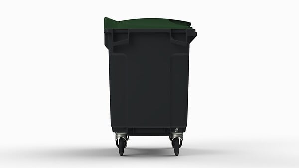SULO - Bac poubelle roulant SULO de 660 litres cuve grise couvercle vert - large