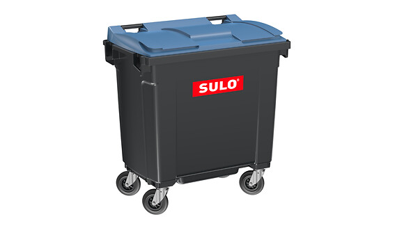 SULO - Bac poubelle roulant SULO de 770 litres cuve grise couvercle bleu - large