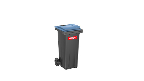 SULO - Bac poubelle roulant SULO de 120 litres cuve grise couvercle bleu - large