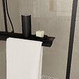 AURLANE - Paroi de Douche Noir Mat 80x200cm - Porte-serviette et étagère - DARK CONTOURING SHELF - vignette