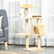 PAWHUT - Arbre à chats multi-équipements griffoirs grattoirs plateformes niche corde jouets 40L x 40l x 114H cm beige - vignette