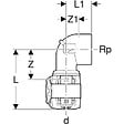 GEBERIT - Coude raccord 90° FlowFit avec filetage femelle - DN. 15 - Ø 20 mm x Rp. 1/2'' -  - 620.541.00.1 - vignette