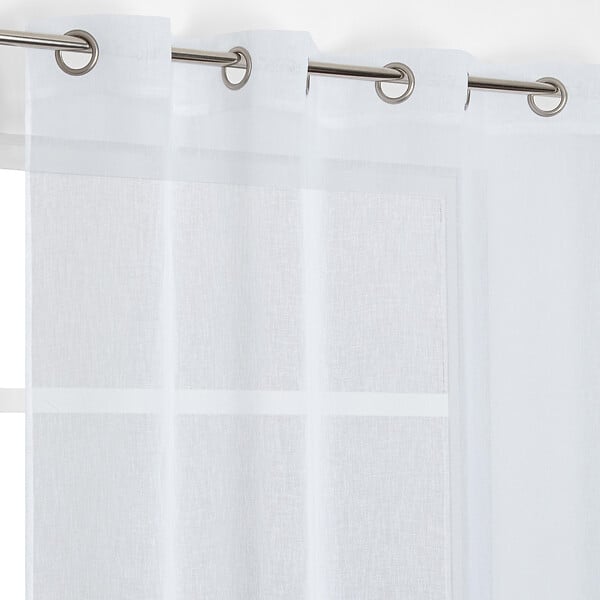 MODE DE VIE - Voilage Louis effet lin - Polyester - Blanc - 130g/m2 - 140x240cm - large