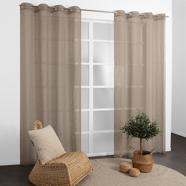 MODE DE VIE - Voilage Louis effet lin - Polyester - Naturel - 130g/m2 - 140x240cm - large