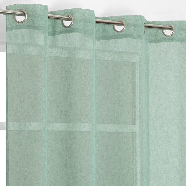 MODE DE VIE - Voilage Louis effet lin - Polyester - Sauge - 130g/m2 - 140x240cm - large