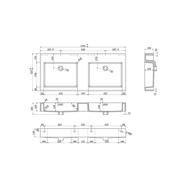DISTRIBAIN - Meuble de salle de bain ROMANZA 1200 Noir (sans miroir) - large