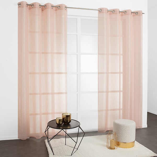 MODE DE VIE - Voilage Lucas - Lurex et polyester - Rose - 140x240cm - large