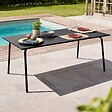 OVIALA - Table de jardin rectangulaire en acier 8 places 180 cm noir - Palavas - vignette